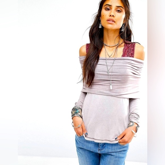 Free People - We The Free Cosmo Off The Shoulder Long Sleeve Lightweight Top SM - Picture 1 of 10